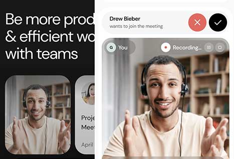 Image montrant un appel et une réunion sur une montre connecté